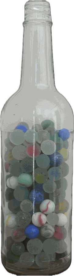 Bottle of sea-tumbled marbles from St. Croix